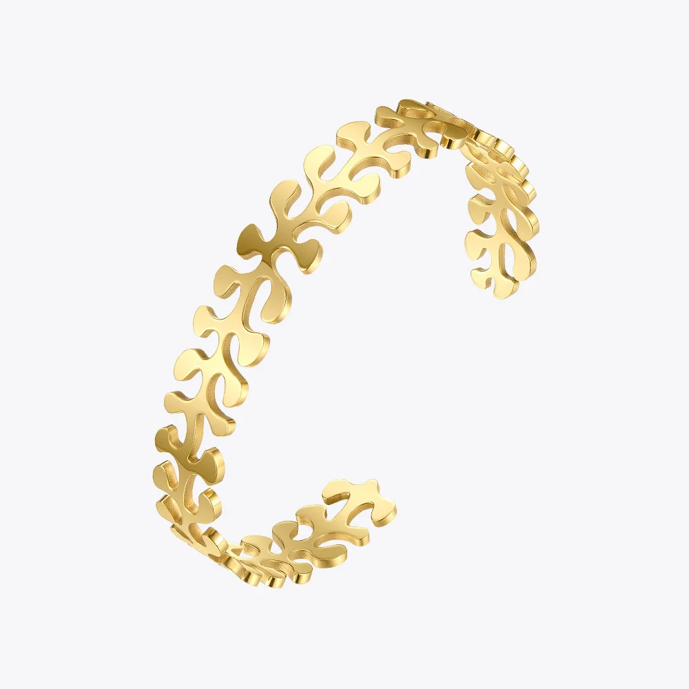 

ENFASHION Hollow Leaf Open Bracelets For Women Gold Color Bracelet 2020 Stainless Steel Fashion Jewelry Friends Gift B202215