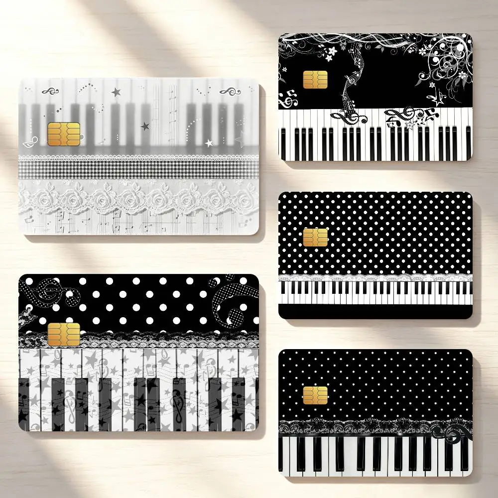 Korean-Style Piano Polka Dots Credit Card Sticker Waterproof Anti-Scratch 4PCS Bank Debit Traffic Cover Decoration