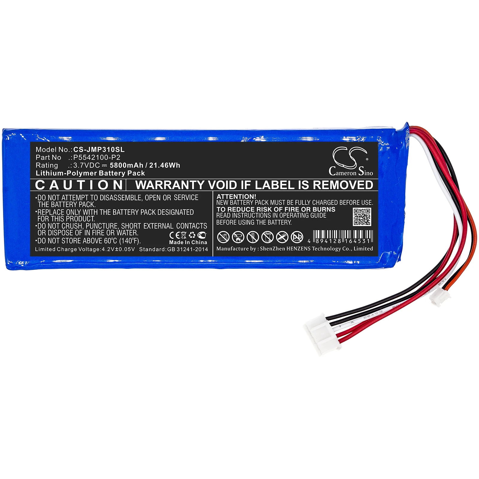 

Li-Polymer Speaker Battery for JBL,3.7v,5800mAh,Pulse 3 Version 2,P5542100-P2