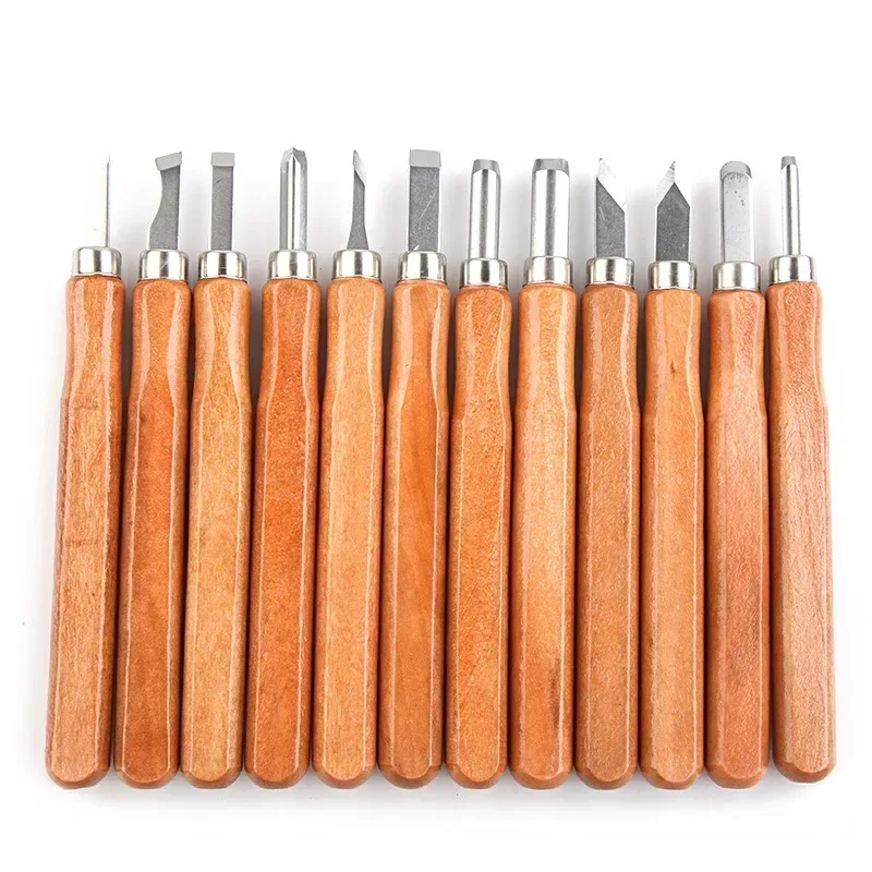 12pcs/set Wood Handle Wood Carving Chisel Cutter Wood Carving Knife Set Woodworking Engraving Carving Hand Tool Kit Tools Set