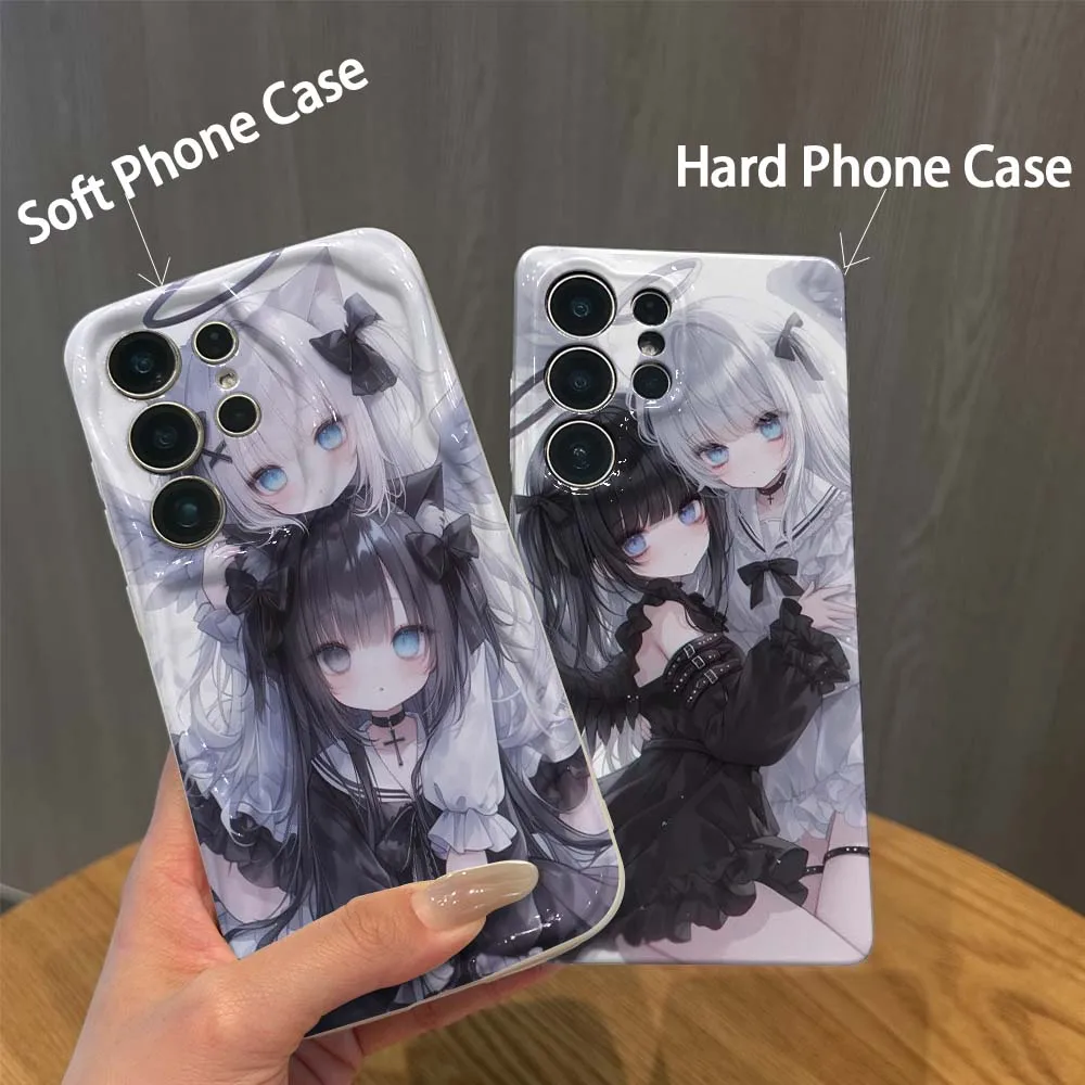Anime Sisters Angel For Samsung Galaxy S26 S25 S24 S23 S22 S21 M11 M12 F12 M40S FE Plus Ultra Hard Phone Case Cover