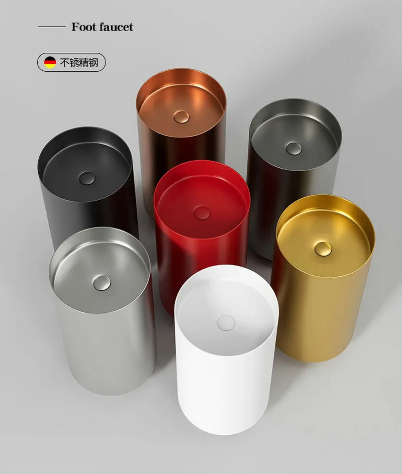 

Золотая раковина в форме колонны из нержавеющей стали, напольная раковина для отеля, барная ванная комната, круглая раковина-колонна