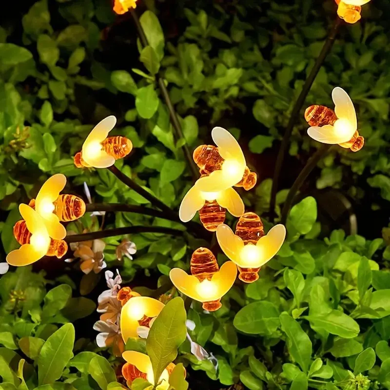 1PC 6/8-Headed พลังงานแสงอาทิตย์ Bee Light LED ตกแต่งกลางแจ้งไฟ Fairy,แสงแนวนอนสําหรับ Garden,ลาน,สนามหญ้า,ทางเดิน,ระเบียง