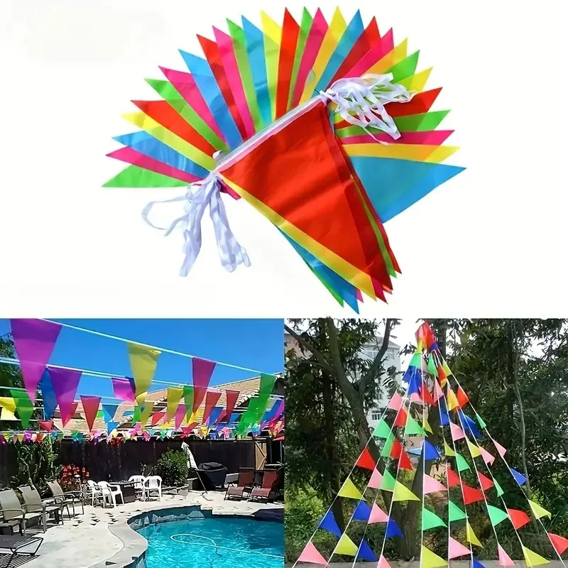 Flâmula banner bandeiras arco-íris multicolorido bunting triângulo banner celebrações ao ar livre lojas festa de casamento pendurado decoração