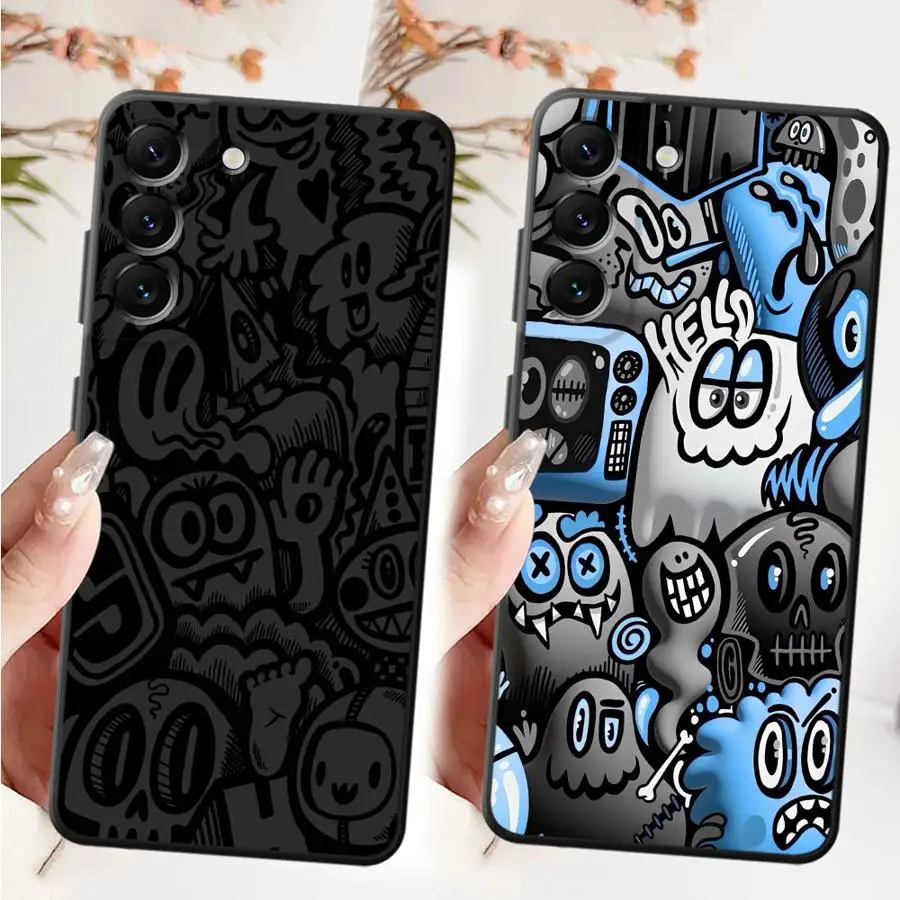 حافظة لهاتف سامسونج جالاكسي A05 A06 A40 A16 A04 A20 A13 A17 A70 A30 A15 A10 A12 A50 جرافيتي سوداء رائعة #1