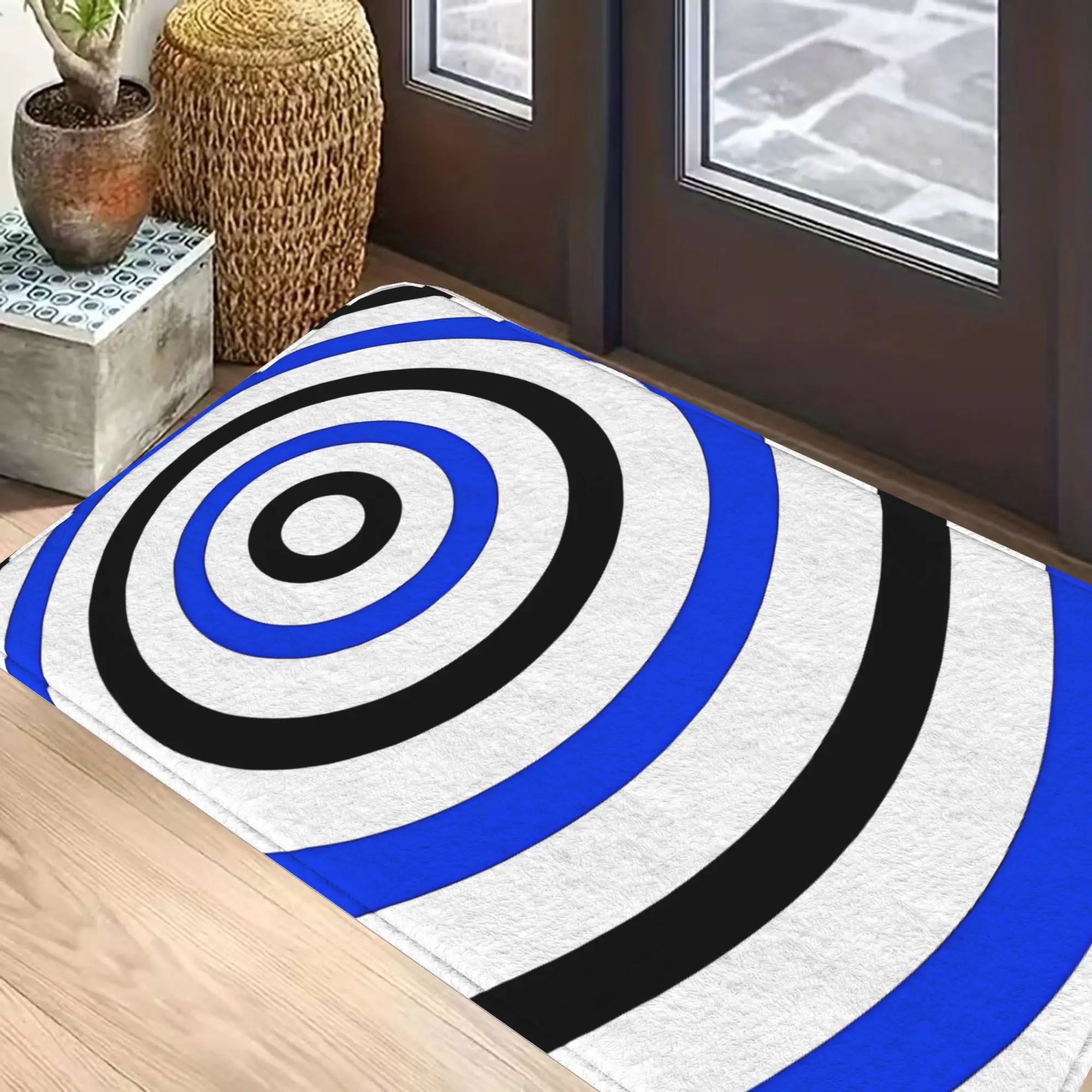Modern Abstract Target Design Bath Mat Rug for Bathroom Entrance Area Home Decor Washable Soft Floor Mat