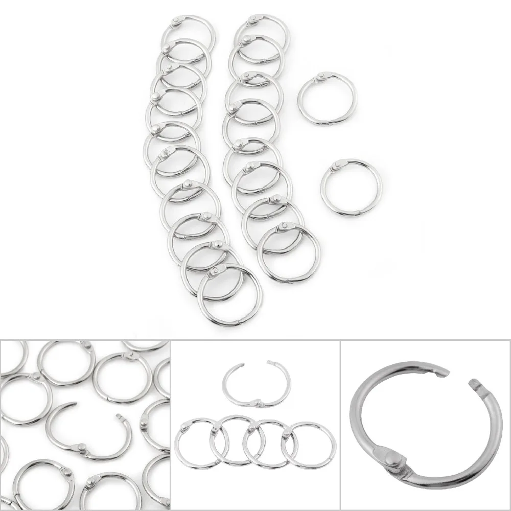 20PCS Binder Ring Silver Metal Hinged Ring Metal Spring O Rings Binder Ring Split Key Ring School Use