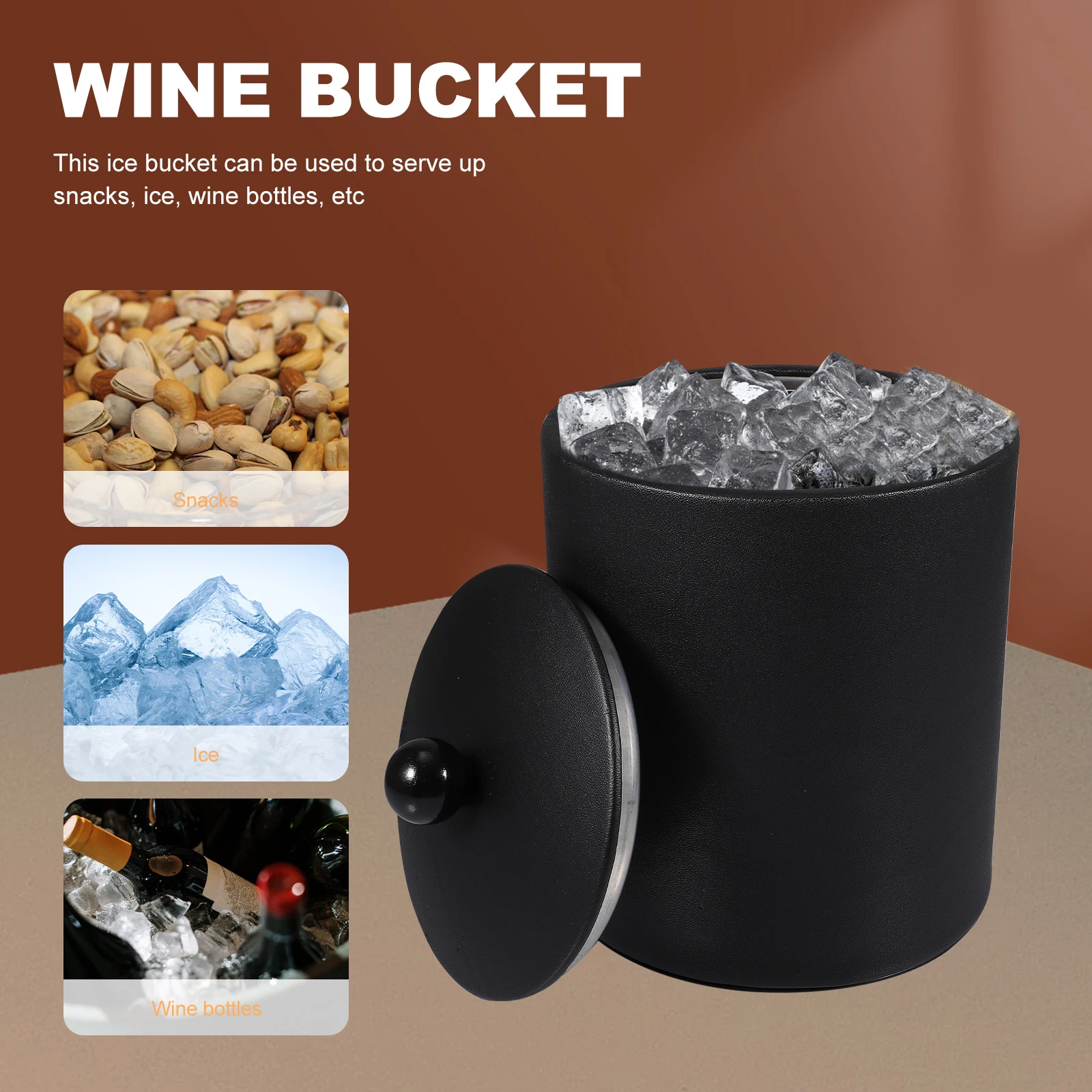 

1pc Stainless Steel Ice Bucket Brushed Gold Cooling Bucket For Wine Beer Beverage Party Storage Kitchen Bar Tools