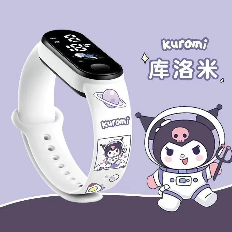 Sanrio Cute Pochacco Watch Kuromi Watches Cinnamoroll Electronic Clock Waterproof Night Light LED Anime Figure Kids Gift Toys