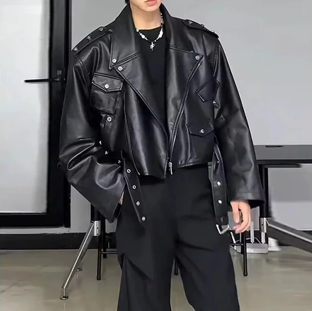 Vintage Short Leather Jacket Men's 2026 Spring and Autumn High-end Locomotive Clothing Pu Leather Jacket Top