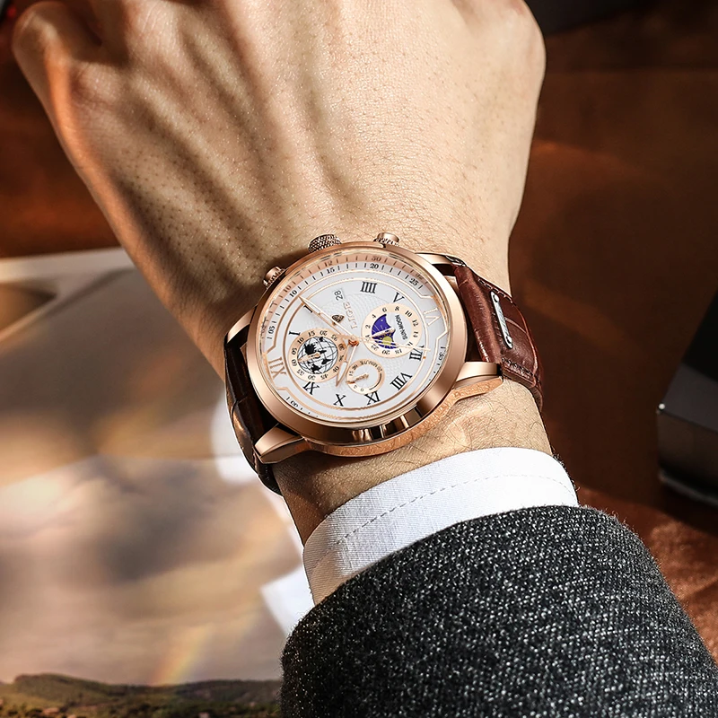 LIGE Brand Luxury Mens Watch Business Fashion Quartz Wristwatch Sport Waterproof Luminous Leather Strap Watches Men Reloj hombre