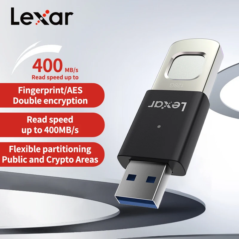 Lexar F35 PRO Fingerprint USB Drive 400MB/s AES Encrypted USB 3.2 Gen1 Flash Drive 64GB 128GB 256GB Secure Storage for PC Laptop