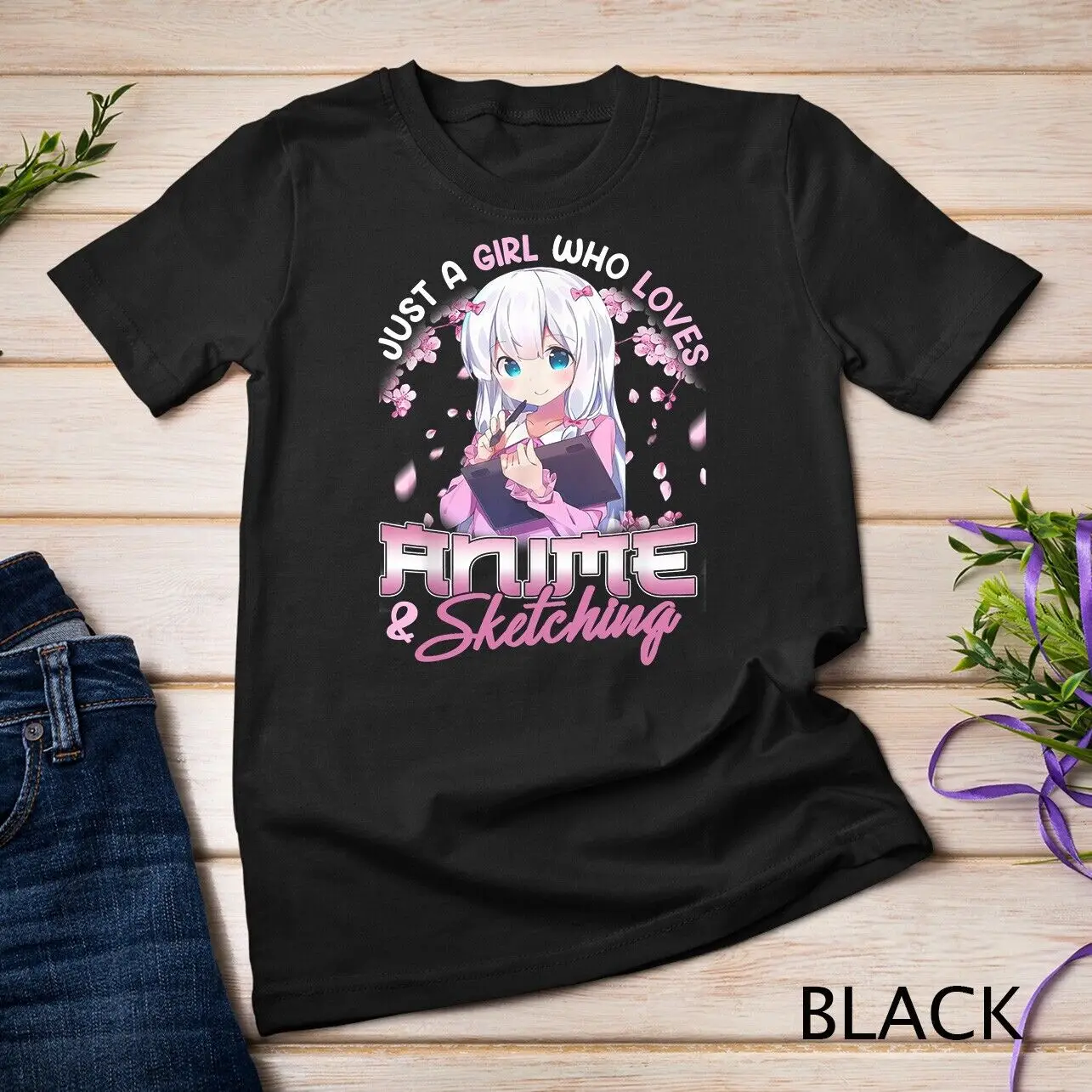 Just A Girl Who Loves Anime and Sketching Drawing Otaku Gift Unisex T-shirt