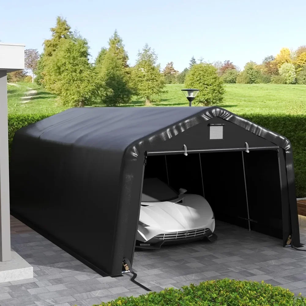 

12' X 20' Carport with 2 Ventilation Windows and Large Door, for Car, Truck, Boat, Garden Tools, Heavy Duty Portable Garage