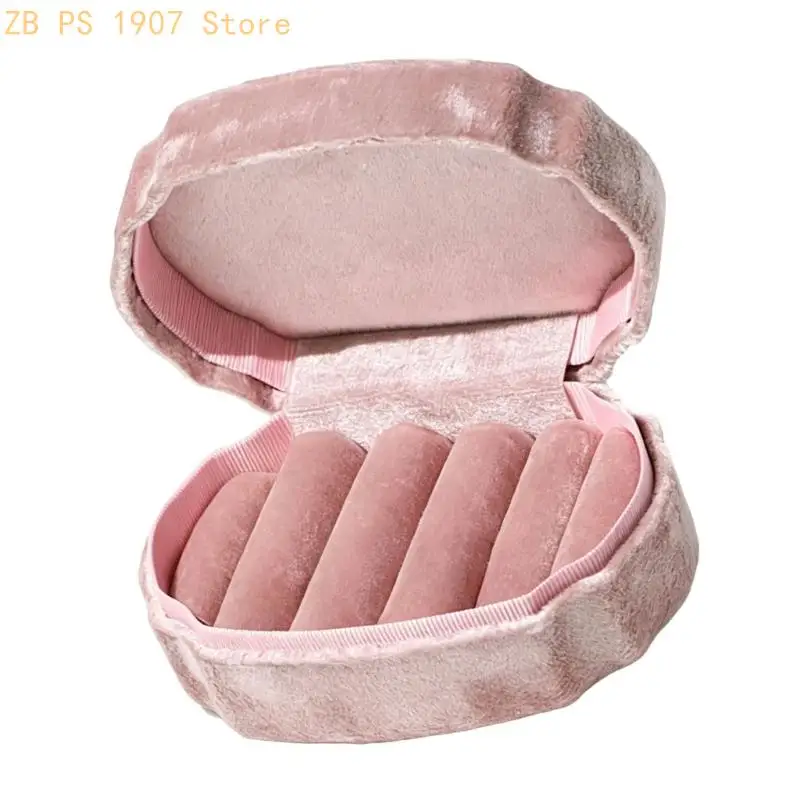 Ring and Post Earring Display Box with a Fabric-Covered Finish, Hinged Closure, and Arranged Jewelry Counter Interior 55KA
