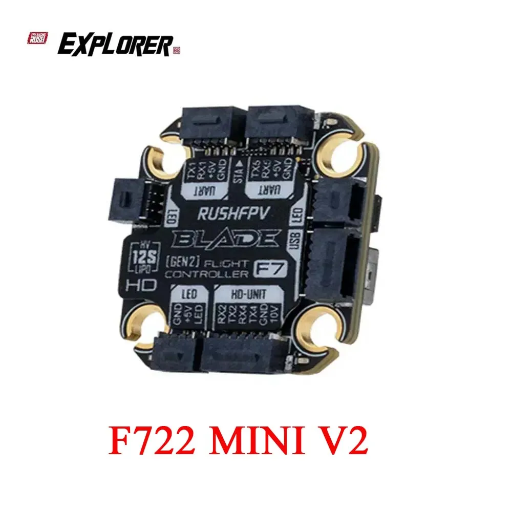 RUSHFPV BLADE V2 F722 Mini Flight Controller 3-6S BLHeli_32 4-in-1 Brushless ESC RC FPV Drone Analog Digital 50A 60A