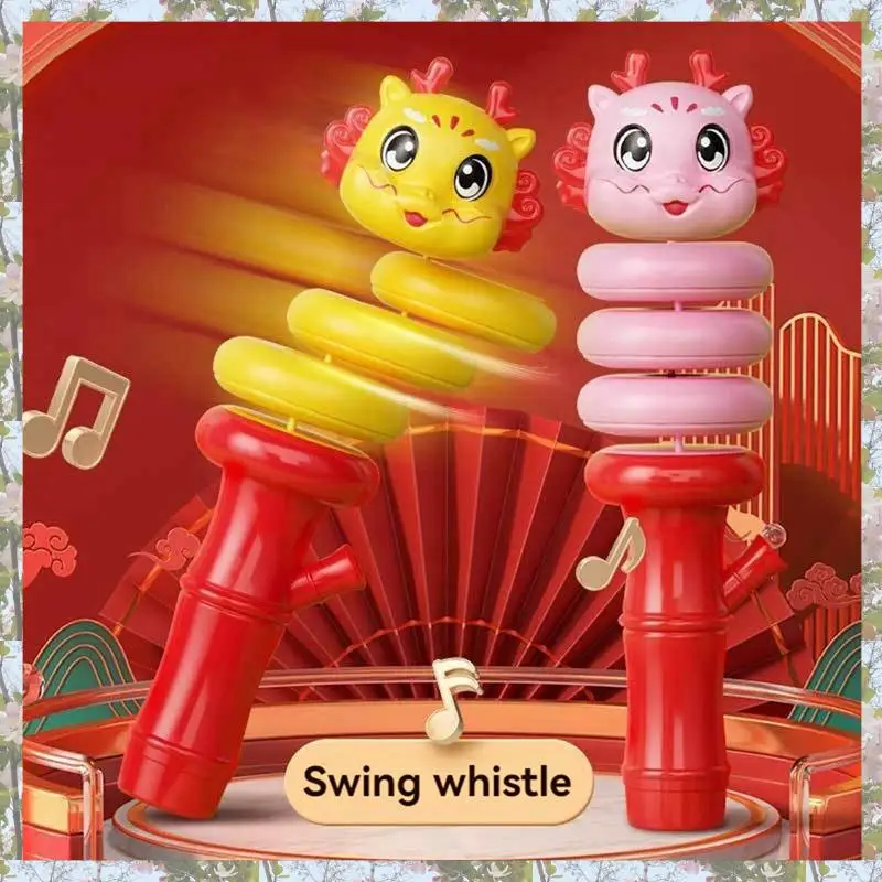 X18A-Boxed Kinderfluit Fluitje Kinderen Cartoon Fluitje Voor Kinderen Zintuiglijk Fluitje Voor Vakantie Twisted Dragon Roze