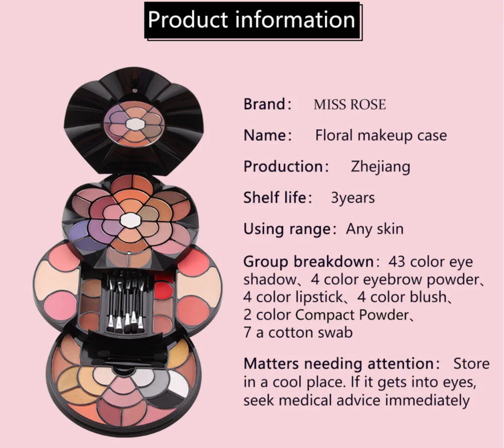 

MISS ROSE All in One Makeup Kit for Women Full Set Make Up Gift Sets Eye Brow Shadow Face Powder Brushe Multi-Purposes Kits Box