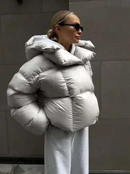 Wolfeel Winter Warm Cotton Puffer Jackets Women's Loose Parkas Coat Vintage Bread Jacket Outwear Office Ladies Quilted Jacket 4