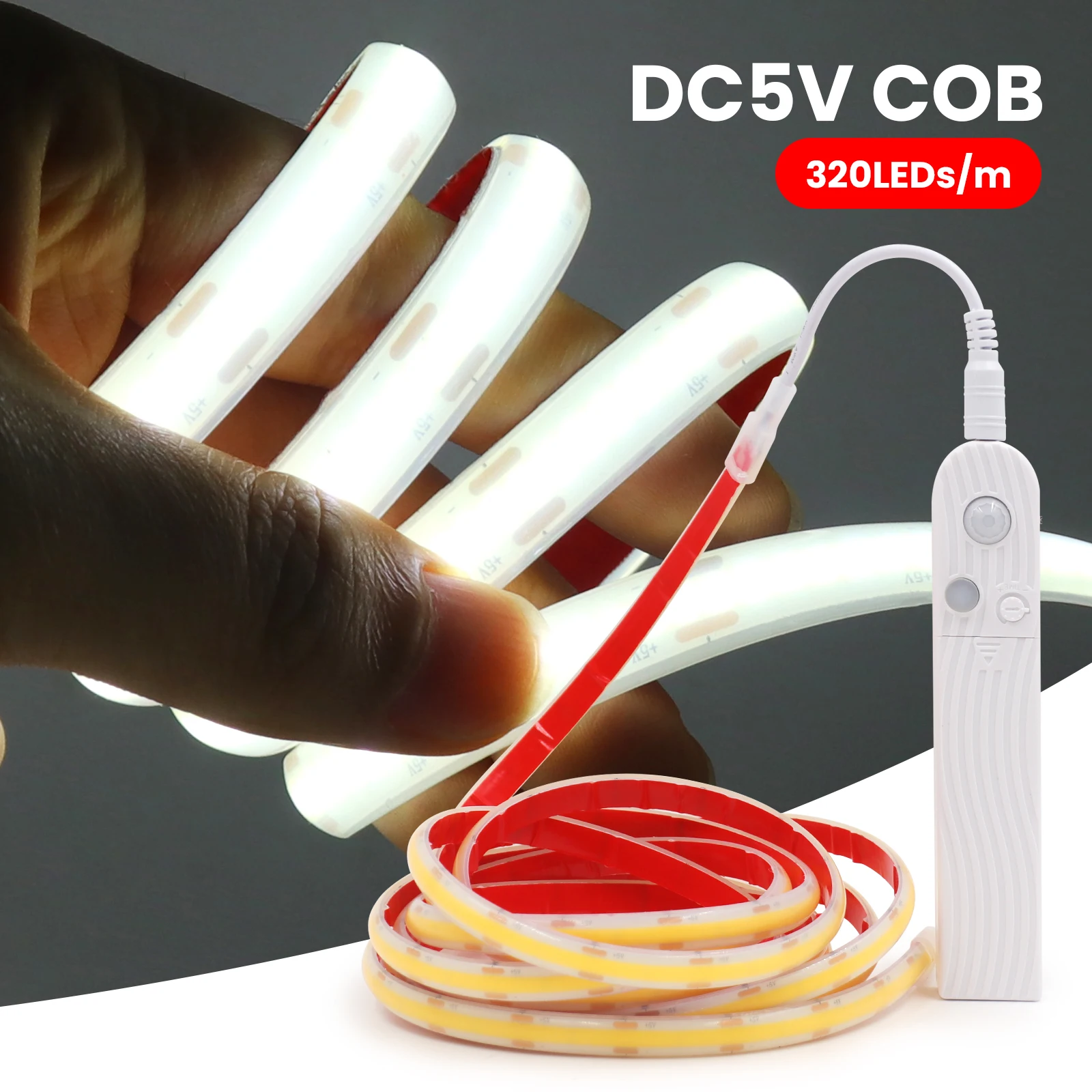 

IP68 Waterproof 5V COB Led Strip With Motion Sensor AAA Battery Powered Induction Night Light 1-3M Warm White Linear Light Bar