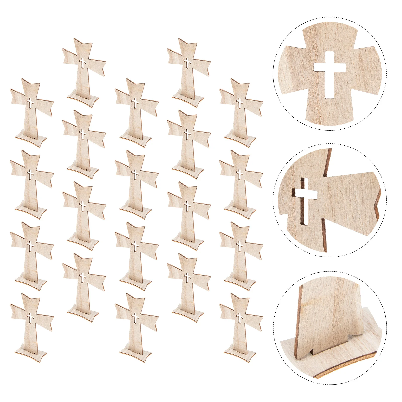 

20Pcs Wooden Cross Ornament Premium Durable Standing Desktop Decoration Religious Home Office Decor Cross Ornament