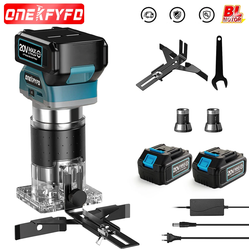 Brushless elétrico mão aparador para Makita, Cordless Wood Router, Carpintaria, Gravura, Slotting, 18V bateria, 5 velocidades