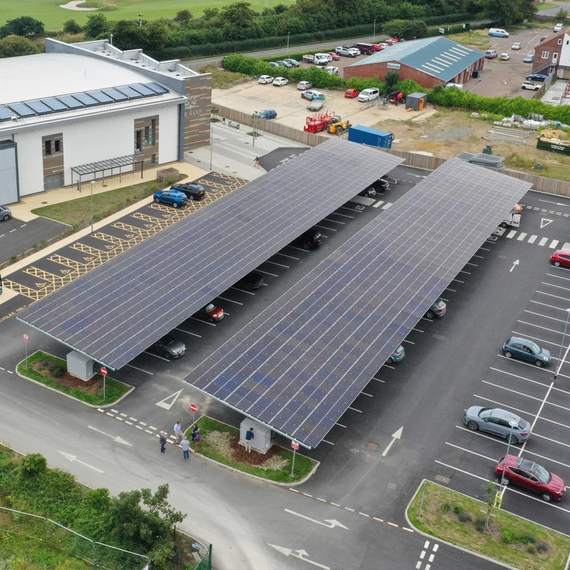 Commercial Industrial Solar Carport System Metal Frame PV Parking Canopy Installation Outdoor Energy Shelter Mounting Structure