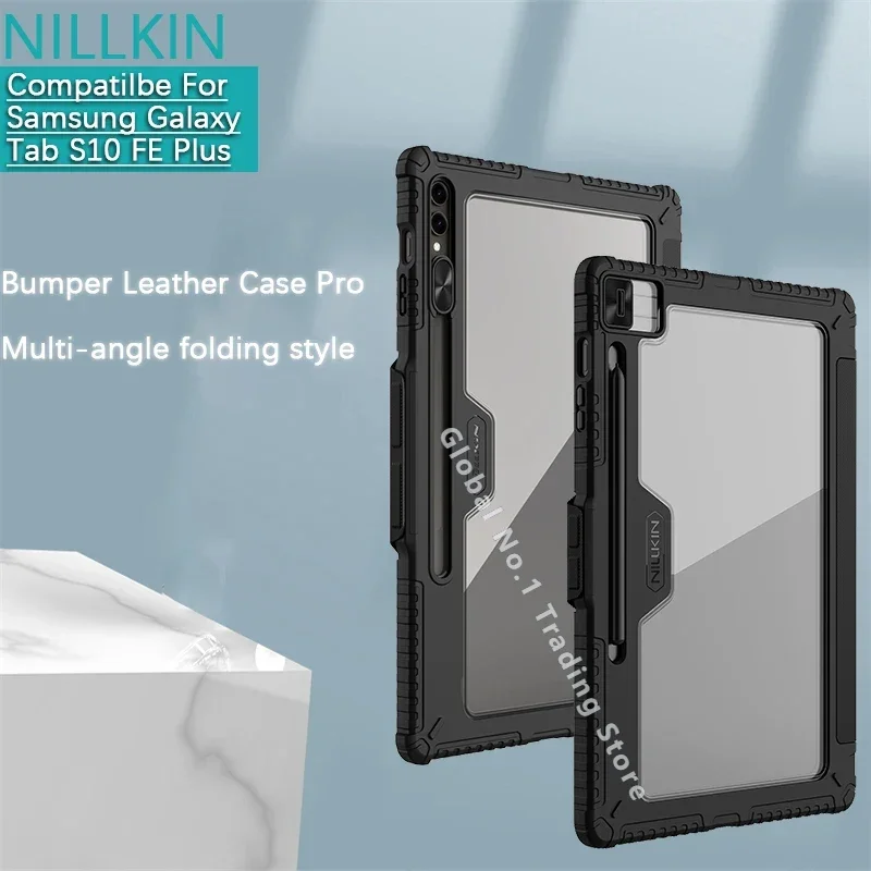 

NILLKIN For Samsung Galaxy Tab S9 S10 Ultra FE Plus Flip leather pen slot flat shell multi angle folding protective cover
