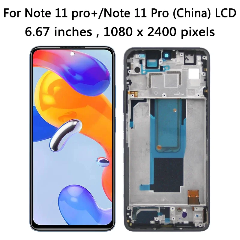 100% Test for Xiaomi Redmi Note 11 Pro+ Plus 5G 21091116UG 21091116UC lcd Display Touch Panel Screen Digitizer Assembly