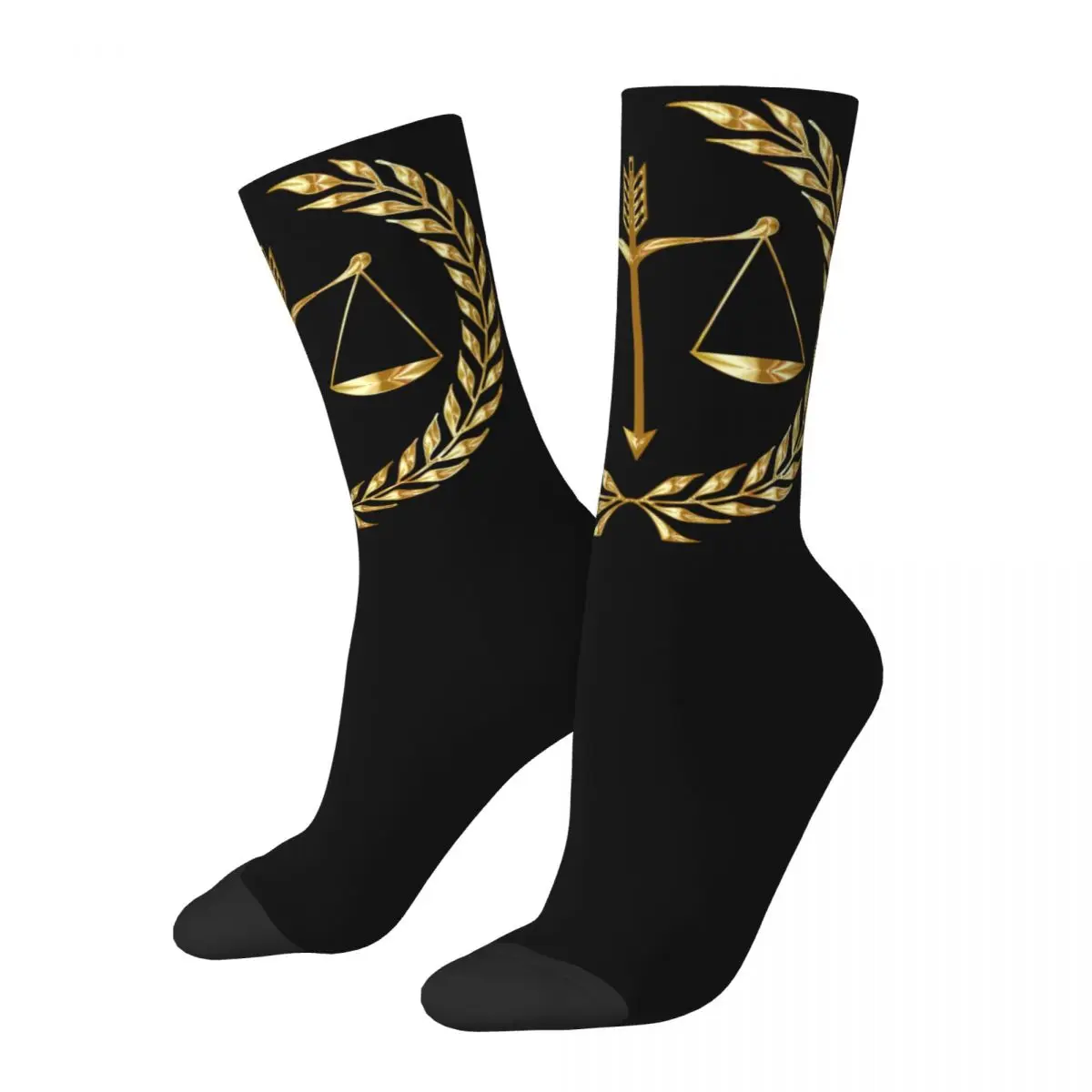 Harajuku Unisex 3D Print Socks, Crazy Socks, Logotipo Gold Scales of Justice Law, Hip Hop, Happy, Street Style