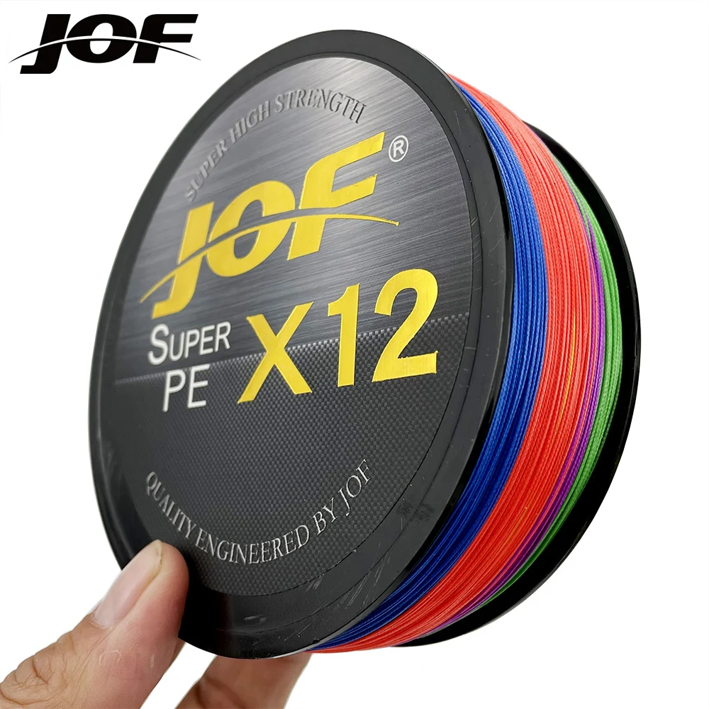 JOF 12 Strands 500M 300M 100M PE Braided Fishing Line Tresse Peche Saltwater Fishing Weave Multifilament X12 Sea Fishing Line