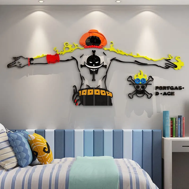 

One Piece Acrylic Room Background Painting Portgas d ace Wall Diy Decoration Wall Painting Sticker Cartoon Holiday Gift