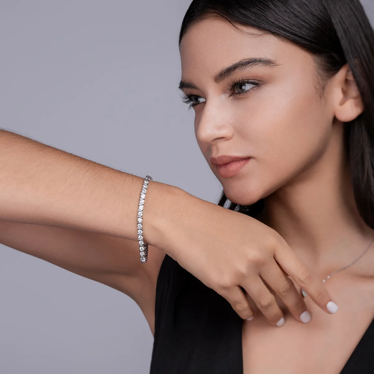 Luxury Round Cut Full Moissanite Tennis Bracelet S925 Silver Fine Jewelry for Women Wedding Anniversary Gift for Her