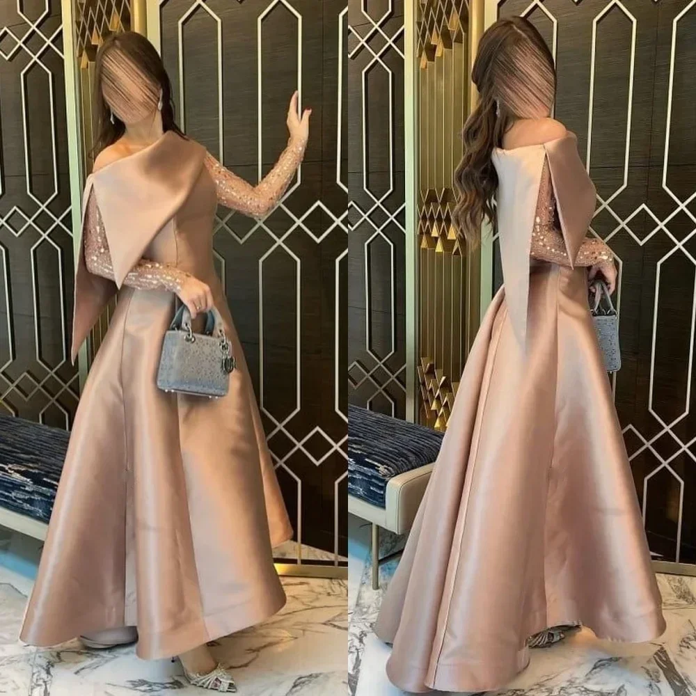 

Chinese Style Pleat A-line One-shoulder Midi Dresses Homecoming Dresses Formal Casual Simple Retro Fashion Elegant Pastrol