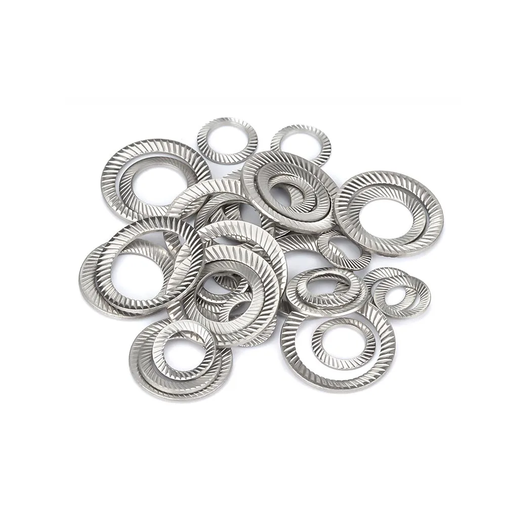 10/50Pcs M2.5 M3 M4 M5 M6 M8 M10 M12 M14 M16 DIN9250 304 Stainless Steel Disc Spring Serrated Lock Washer Knurled Elastic Gasket