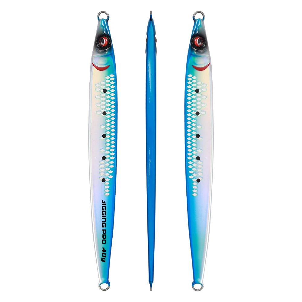 JIGGING PRO Sardine Slider Jigging Köder UV Shore Long Cast Metall Jig 40g 60g 80g 100g Salzwasser angeln Köder Künstliche Köder