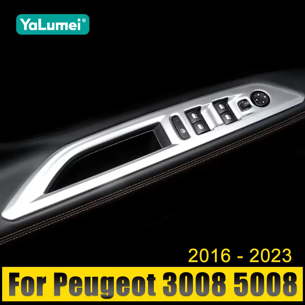 

For Peugeot 3008 5008 GT Hybrid 2017 2018 2019 2020 2021 2022 2023 Car Window Glass Lift Switch Button Cover Trim Accessories