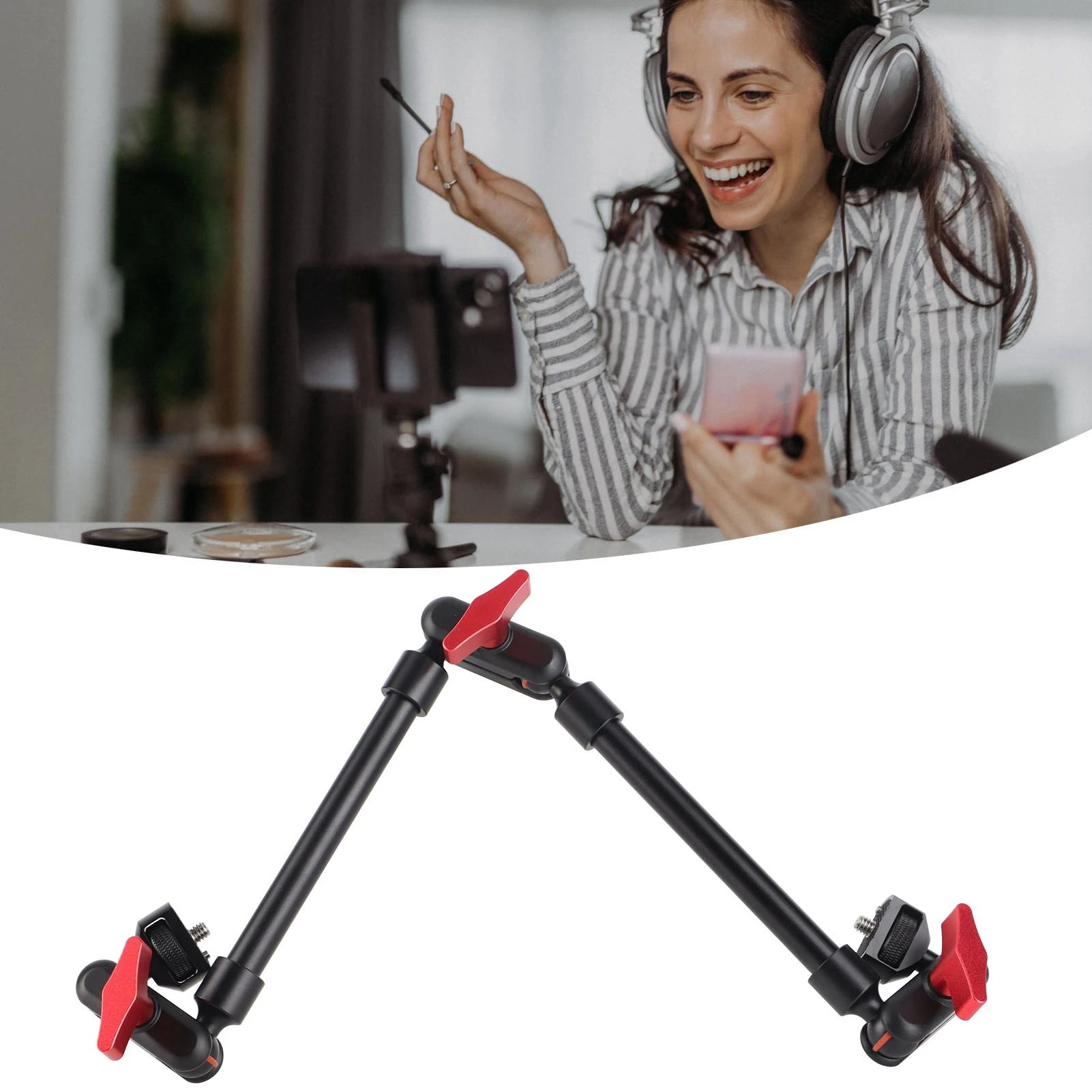 Articulating Arm 22 Inch 1/4in Screw Double Ball Head Multi Angle Adjustable Extension Rod for Phone Camera Double Ballhead Arm