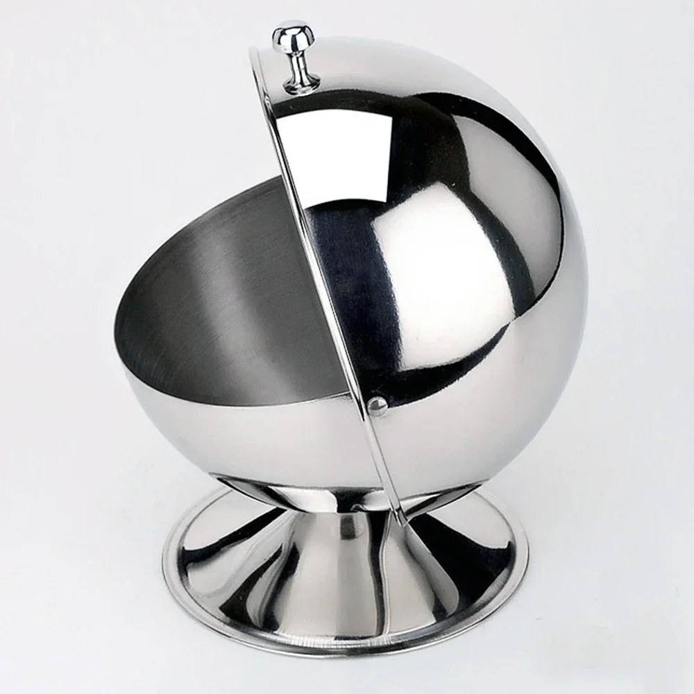 

Spherical Sugar Tank Spice Seasoning Jar Storage Holder Clamshell Bowl Home Organizer Reversible CanStainless Steel