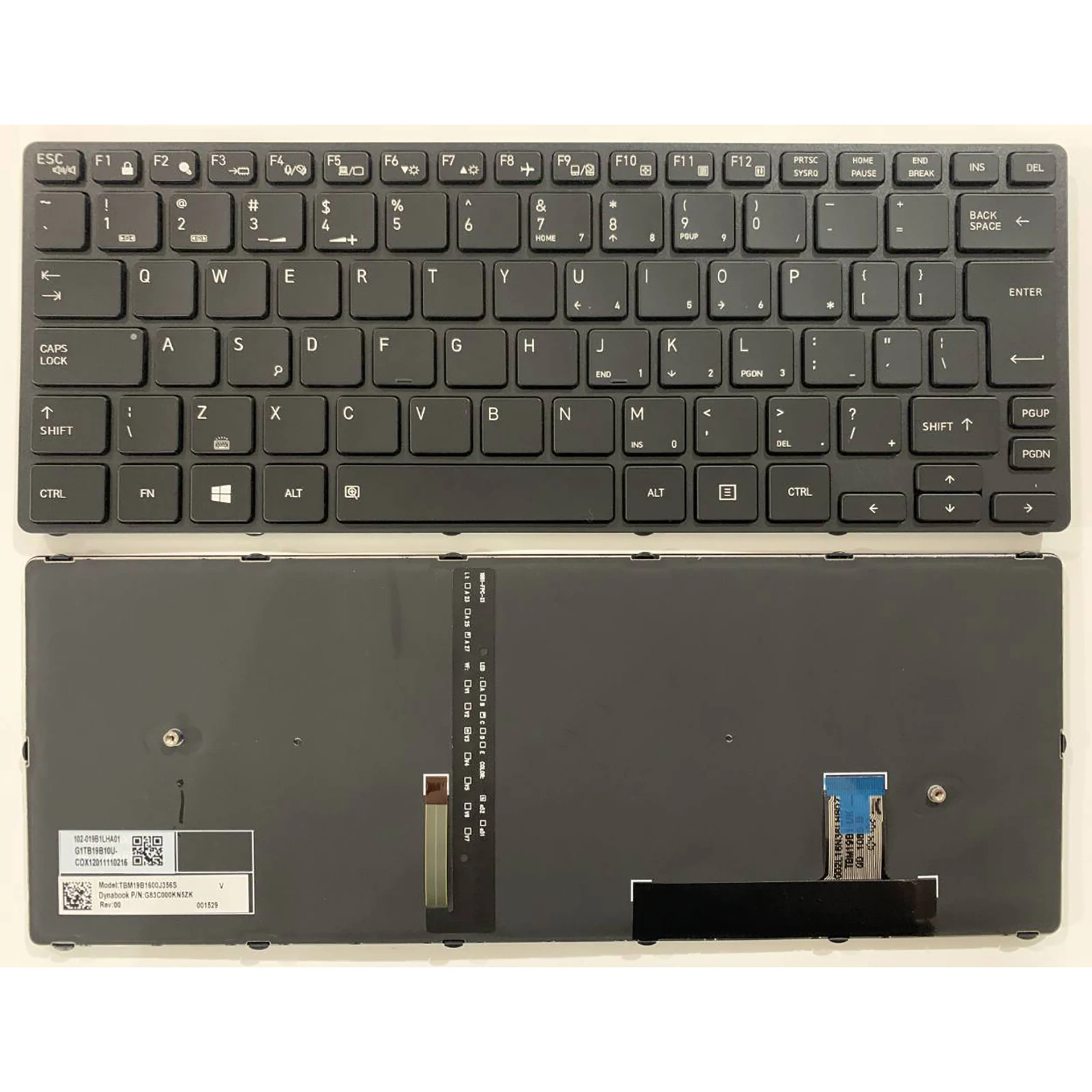 UI English layout for Toshiba Dynabook Tecra A40-G NSK-VE2BN laptop keyboard backlight