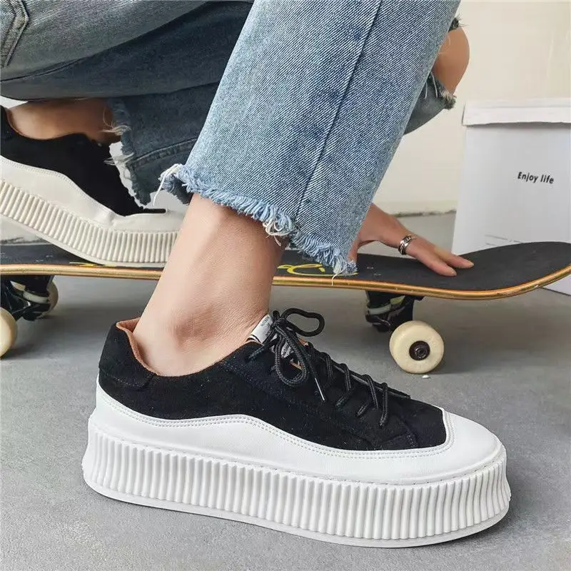 

2025 Classic Brand Men Black Suede Sneakers Fashion Low-top Men's Trendy Skate Shoes Comfort Casual Vulcanized Sneakers Men Shoe