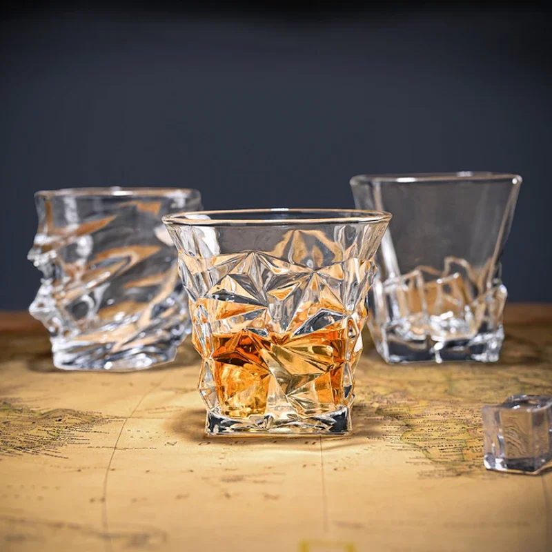 280ml/310ml/320ml Wine Cups Glass Ice Cracked Glasses Iceberg Whiskey Cup Spirits Glass Water Cup Creative Beer Glass Drinkware