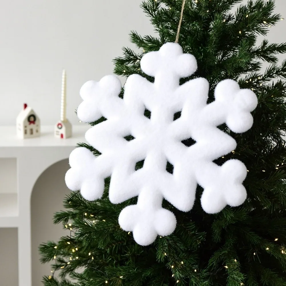 White Christmas Snowflake Pendant Flocking Simulation Artificial Christmas Snowflake Realistic Christmas Tree Decoration