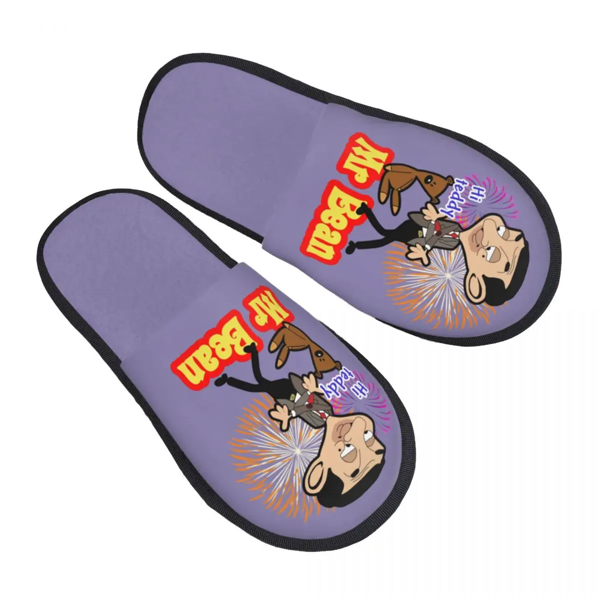 Custom Mr Bean And His Bear Soft Memory Foam House Slippers  Cute Hand Drawn Cartoon British Sitcom Cozy Warm  Sole Slipper