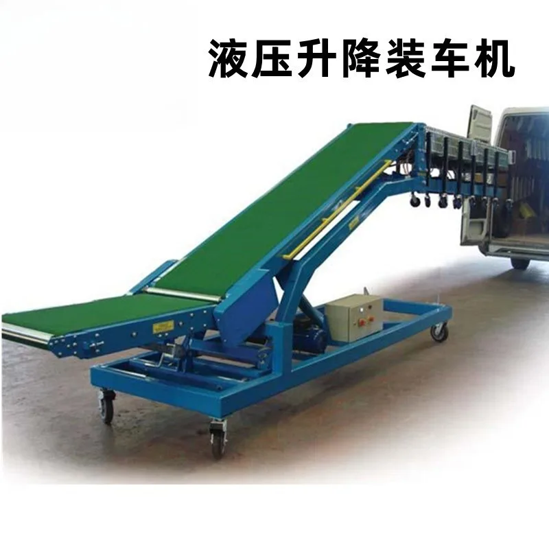 container can be lifted and lowered, climbing conveyor belt can be automatically loaded and unloaded artifact