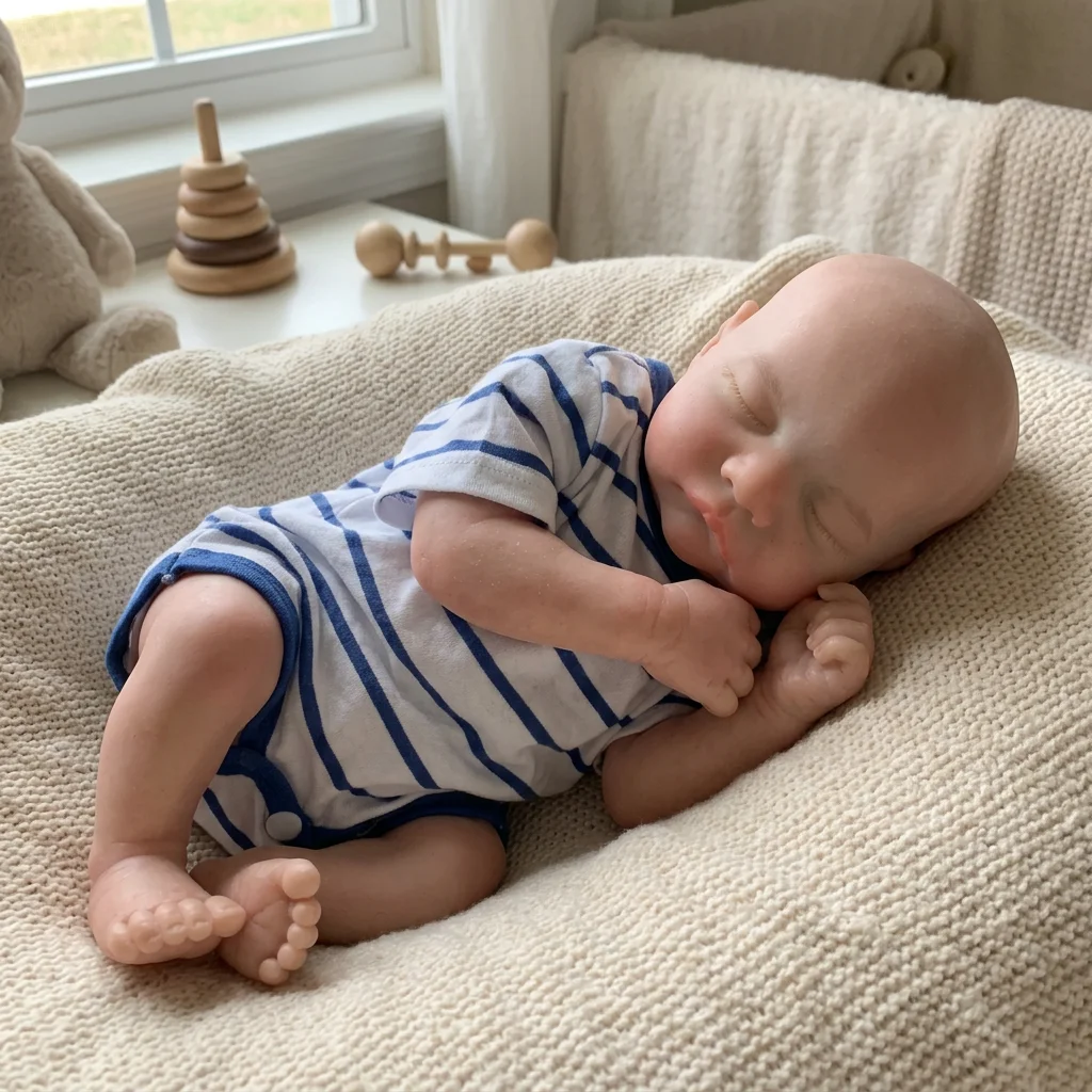 16 Inch Full Body Solid Silicone Reborn Baby Doll Levi Hand Painted Visible Veins 3D Skin Texture Lifelike Soft Touch Bebe