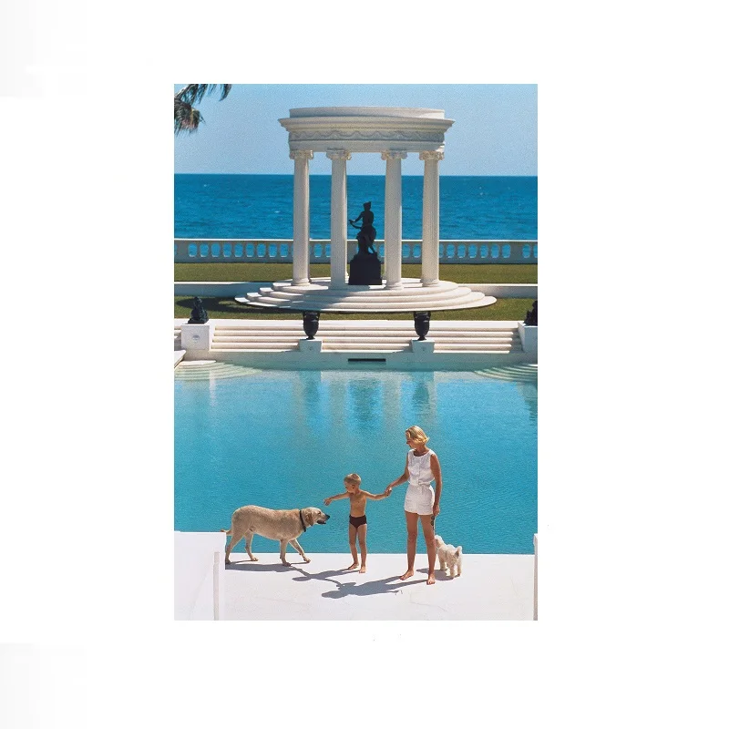 Slim Aarons's swimming pool photos, Print Art Canvas Poster, For Living Room Decor, Home Wall Picture
