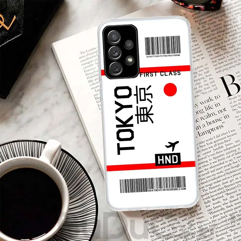 Travel Ticket Label Phone Case For Samsung Galaxy A15 A14 A54 A13 A53 A12 A52S A55 A22 A23 A24 A32 A33 A34 A25 A35 A03S A04S A02