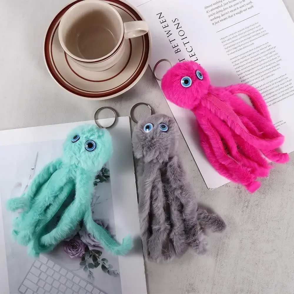 1PCS 18CM Kawaii Plush Octopus Key Chain Cartoon Creative Lady Backpack Pendant Female Cute Stuffed Keychain Bag Keyring